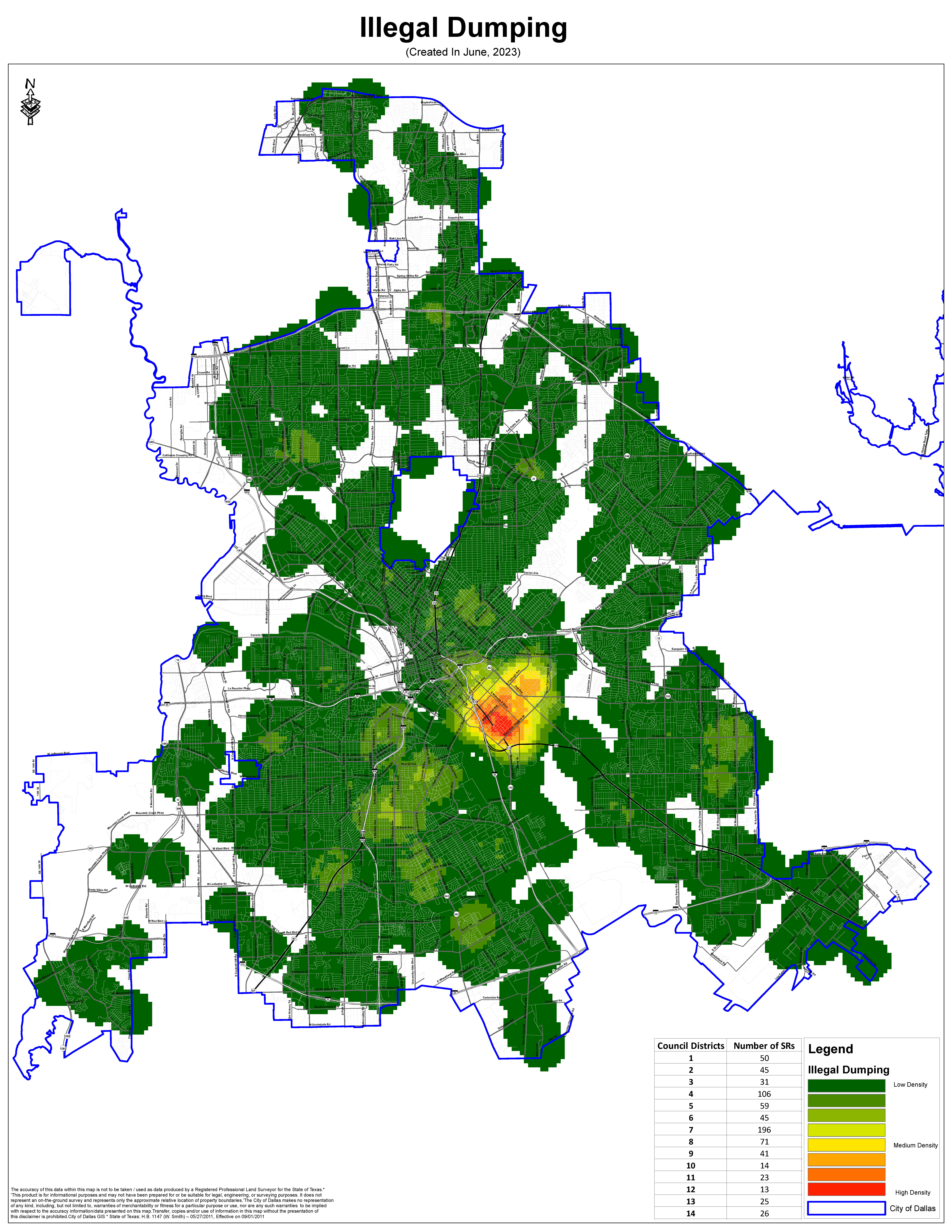 Illegal Dumping Service Request Heat Map for March 2022.png
