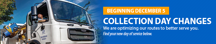 Recycle and garbage collection days are changing on 12/5. Use our collection calendar or map below to find your new service day.