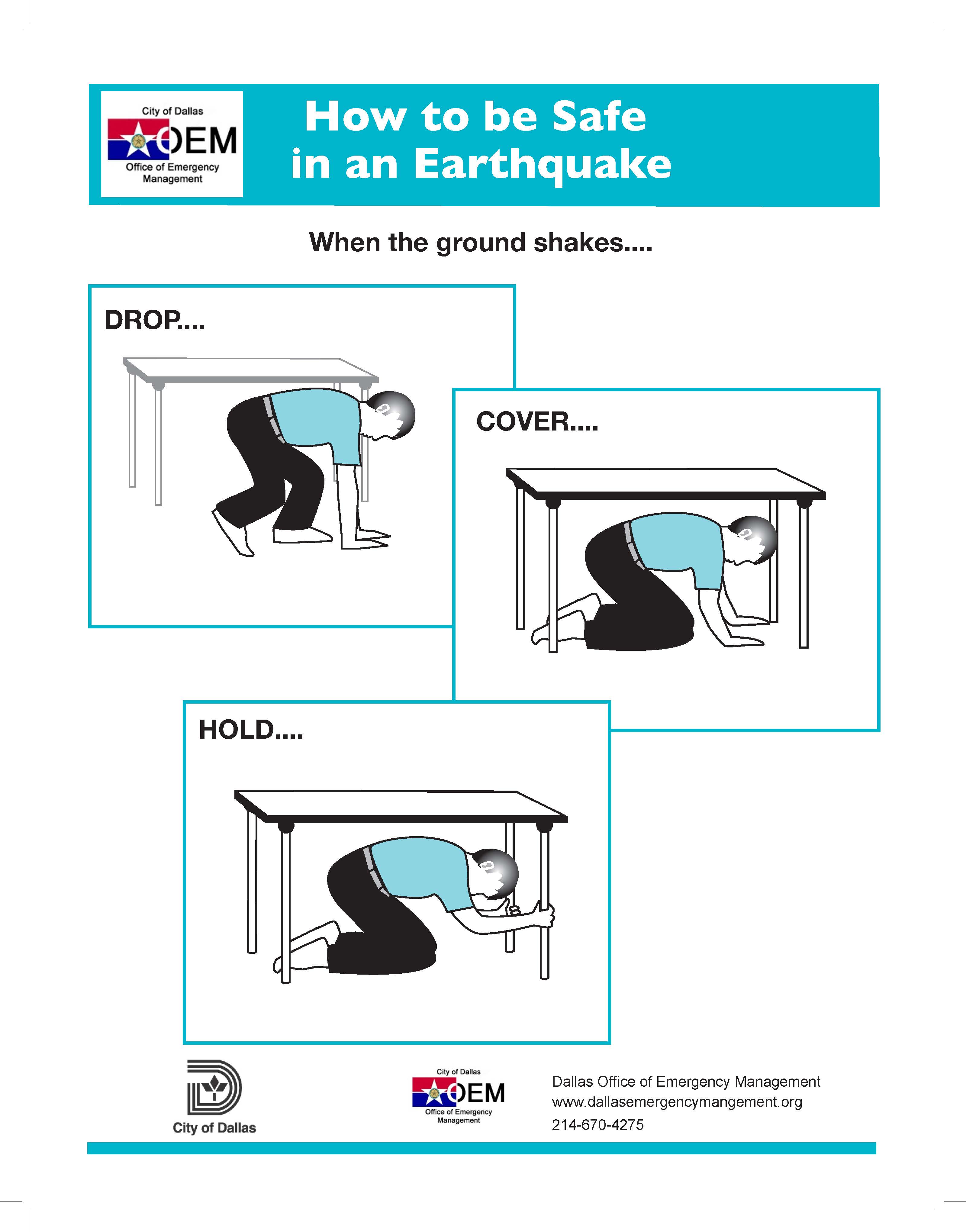 Drop Cover Hold Earthquake Safety infographic pg 1